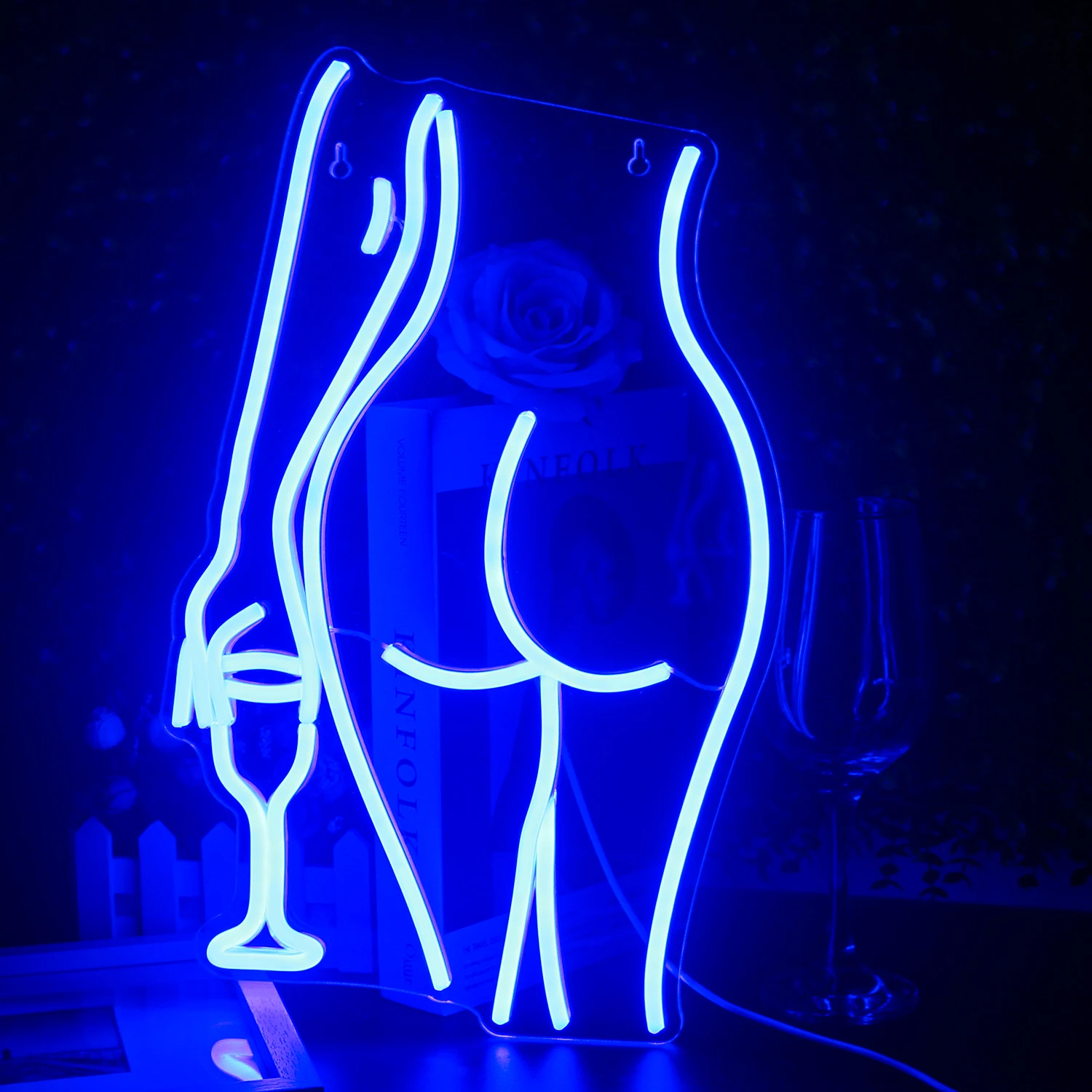 Lady Back Neon Sign Blue LED Sexy Lady Neon Lights for Wall Decor Woman Light Up Signs Man Cave Bar Store Hotel Home Party Gifts