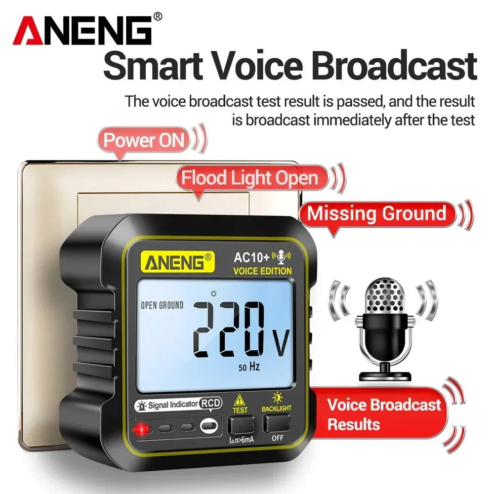 ANENG AC10+ Socket Voltage Tester Pro Circuit Checker Test Detector Polarity Socket Inspector Circuit Checker US/EU Plug Test