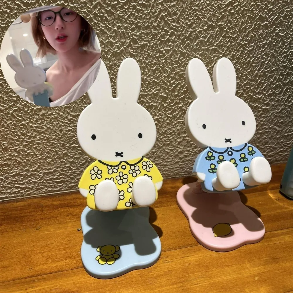 

Kawaii Miffy Rabbit Desktop Stand Cute Cartoon Phone IPad Tablet Holder Lifting Telescopic Adjustable Student Office Home Use