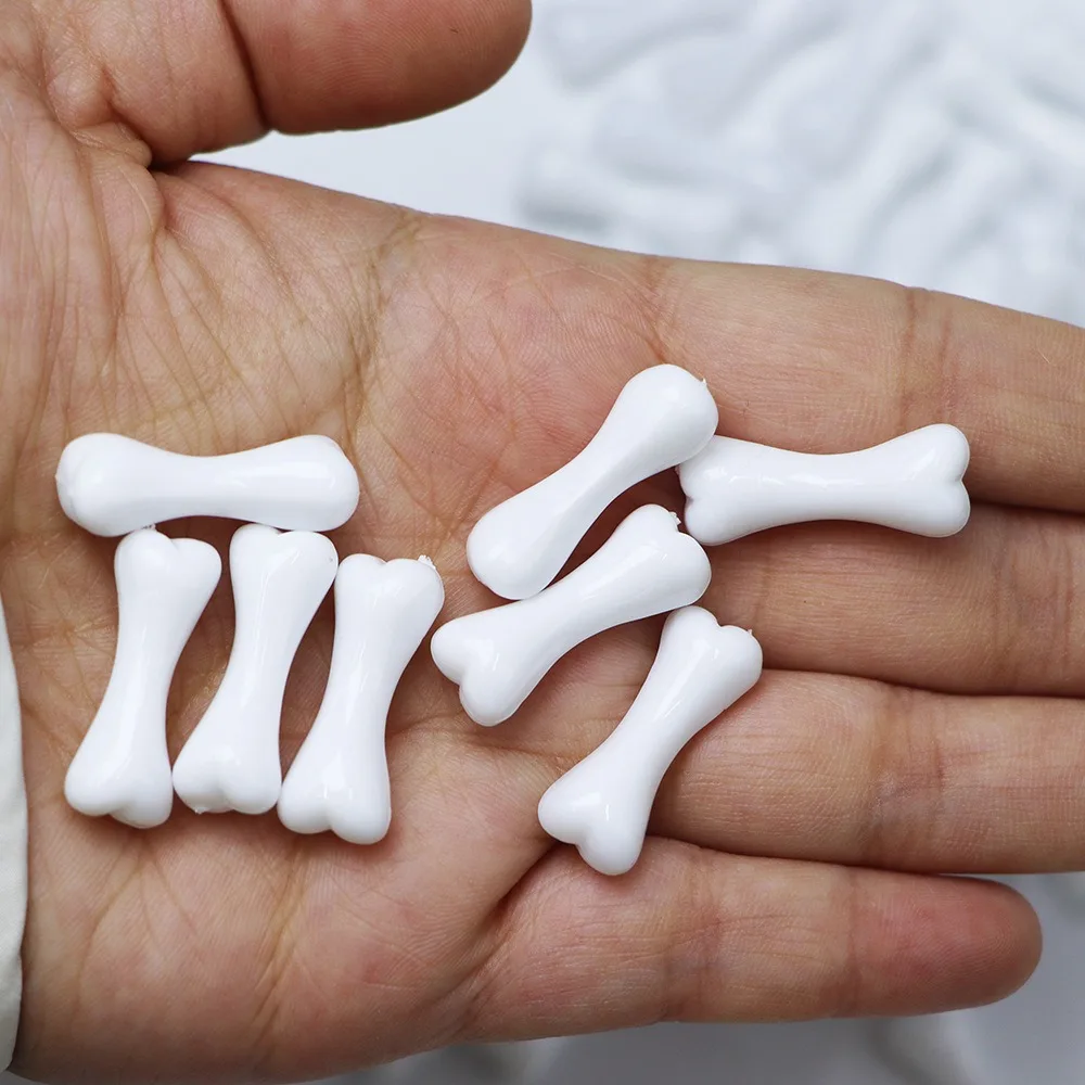 Camal 20pcs 10x25mm White Acrylic Bones Ornament Toy for Halloween Party Horror Tricky Prop Haunted House Desktop Home Decor DIY