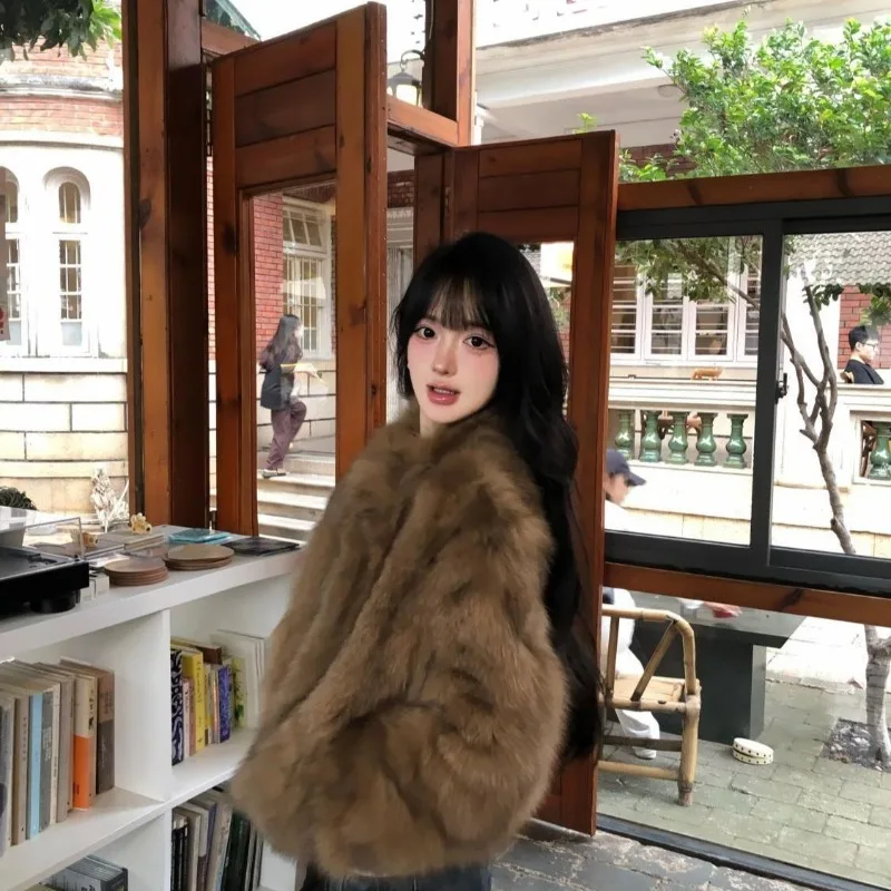 Brown Eco-friendly Fox Fur Women's Short Style Winter New Hot Style Thickened Temperament Fur