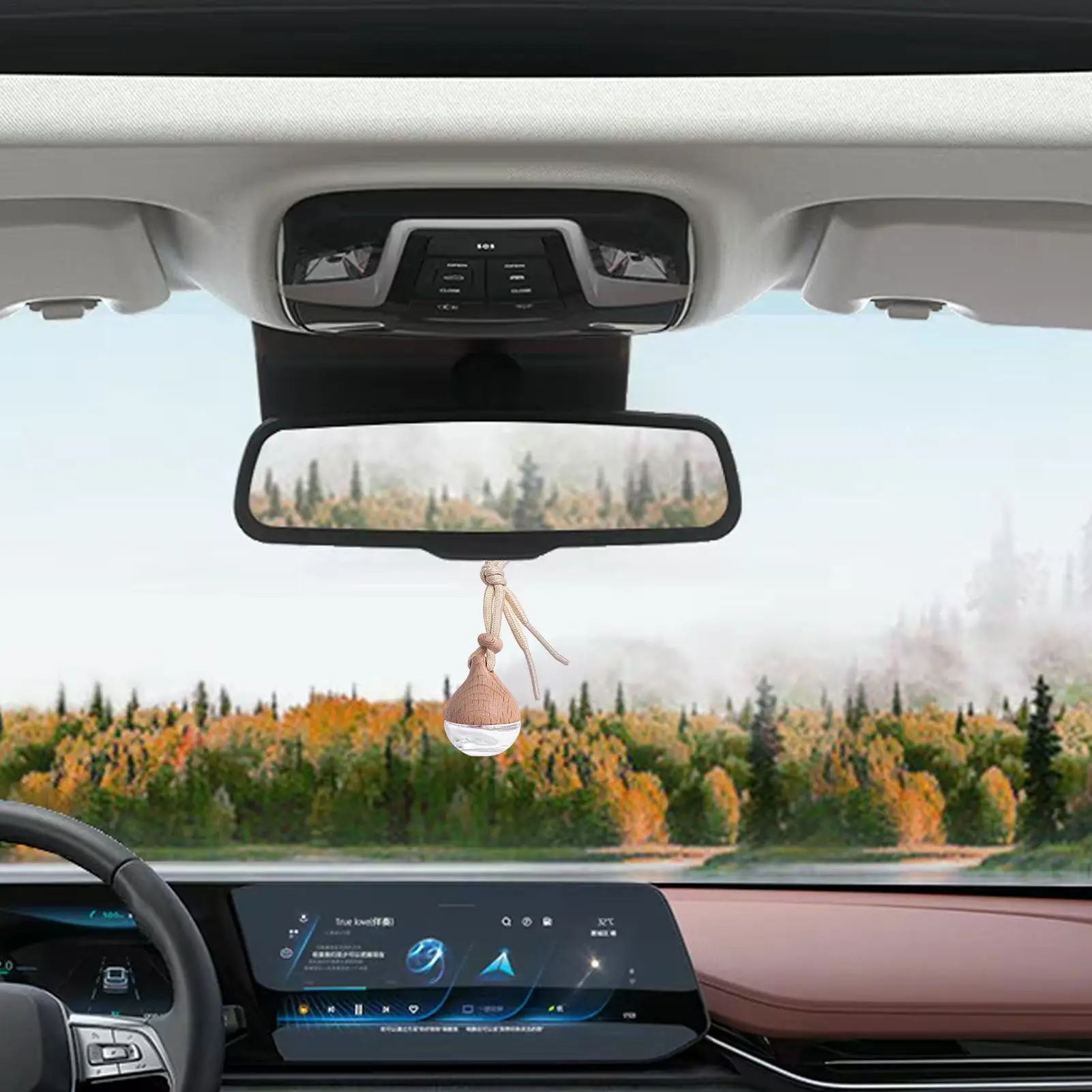 Empty Car Air Freshener Diffuser Bottle Transparent Glass Water Drop Design Car Perfume Stylish Lanyard Car Interior Accessories