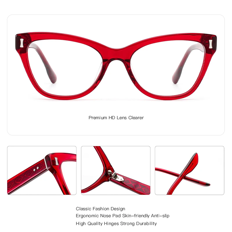 BLUEMOKY Modish Acetate แว่นตาผู้หญิง CAT EYE Photochromic แว่นสายตาแว่นตา Progressive