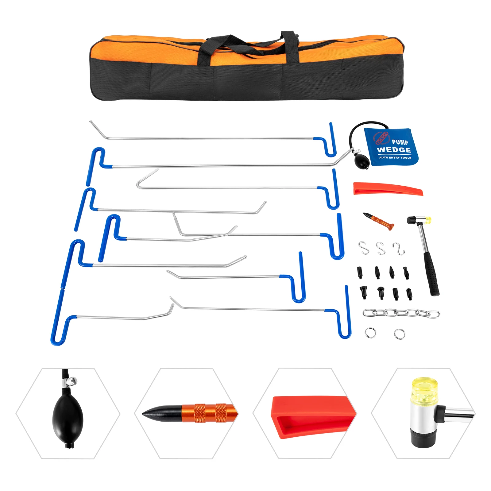 

Car Dent Repair Kit, 30 PCS Stainless Steel Pull Hook Rods, Professional Auto Body Hail Damage Removal, Door Dings Fix Tool Set