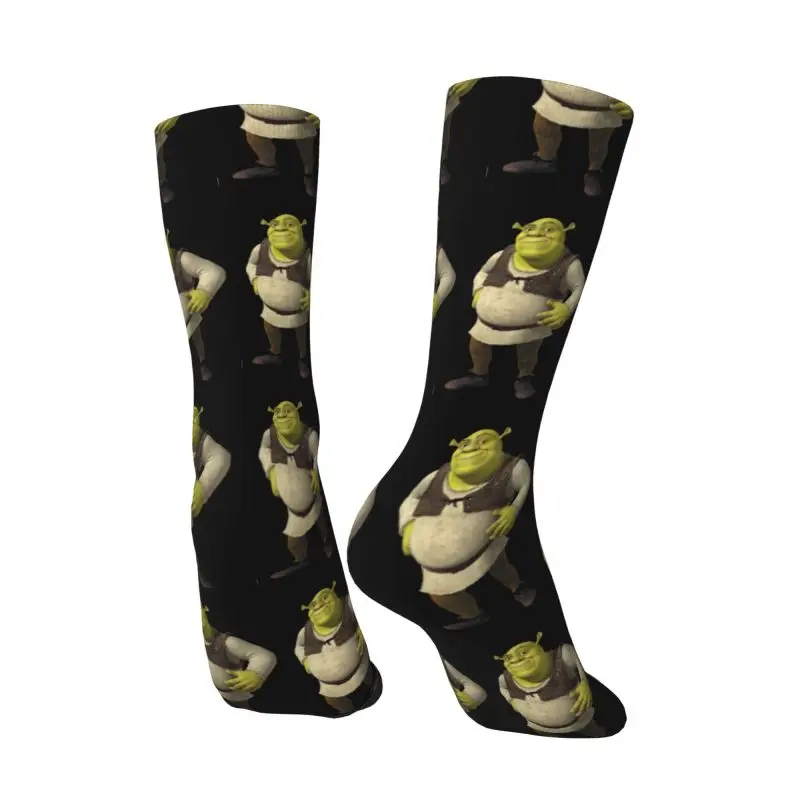 Unisex respirável 3D impressão monstro tripulação meias, Shrek vestido meias, Quente, Engraçado