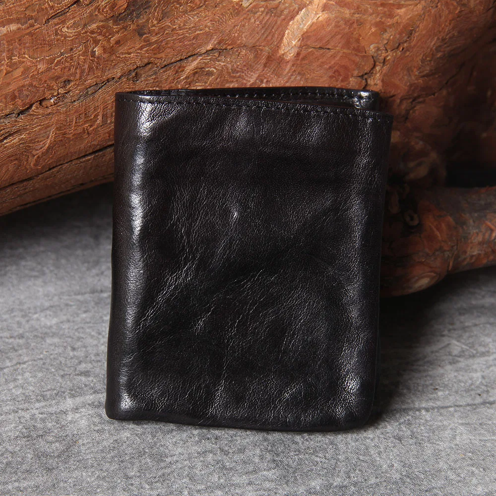 S.WORKER Vollnarbiges Rindsleder-Portemonnaie Vintage Slim Bifold Geldbörse für Herren Business – Detail 22