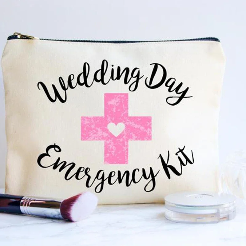 Bolsa de emergencia de lona para cosméticos, bolsa de almacenamiento con cremallera conveniente, maquillaje, fiesta, dama de honor, regalo de boda, decoración