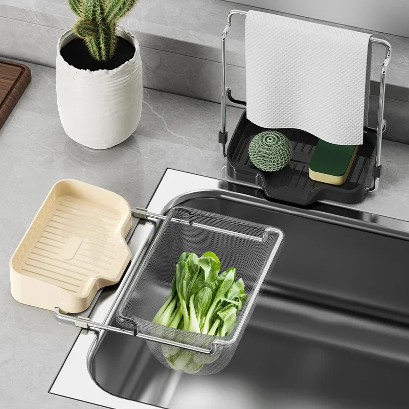 Kitchen Sink Filter Spone Drain Basket Garbage Filter Shelf Strainer Leftover Sink Hanging Rack Multifunctional Drainage Basket