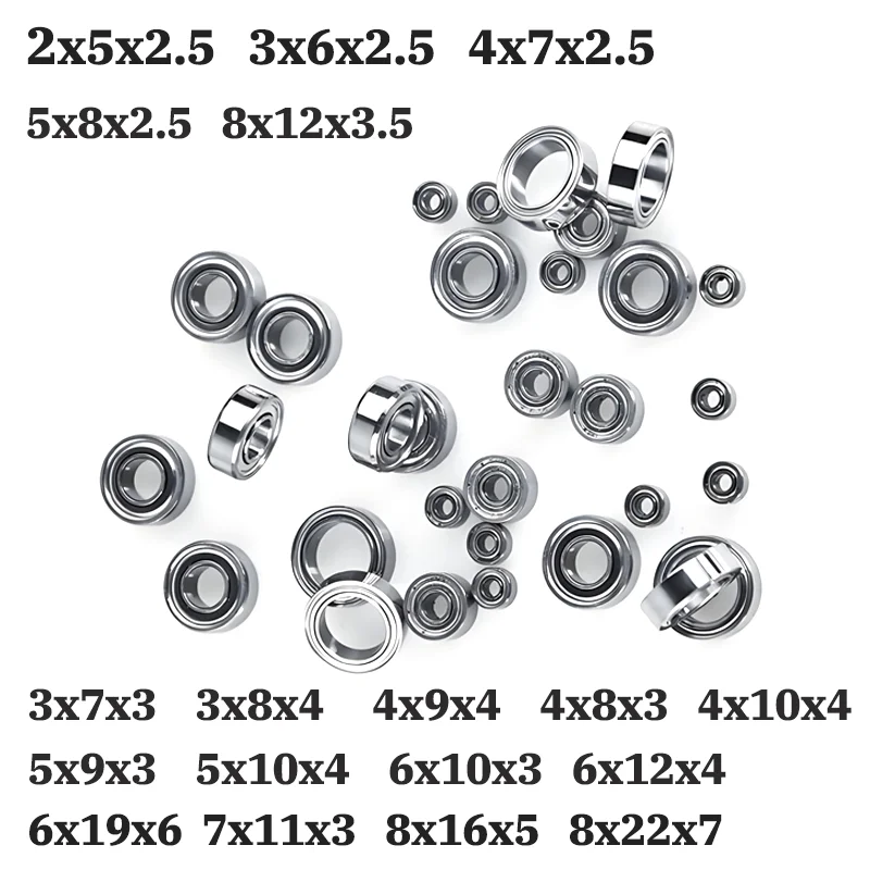 Small Bearings 2mm 3mm 4mm 5mm 6mm 8mm 2x5x2.5 3x6x2.5 5x10x4 5x11x4 8x22x7mm Sealed Miniature Skateboard Precision Ball Bearing