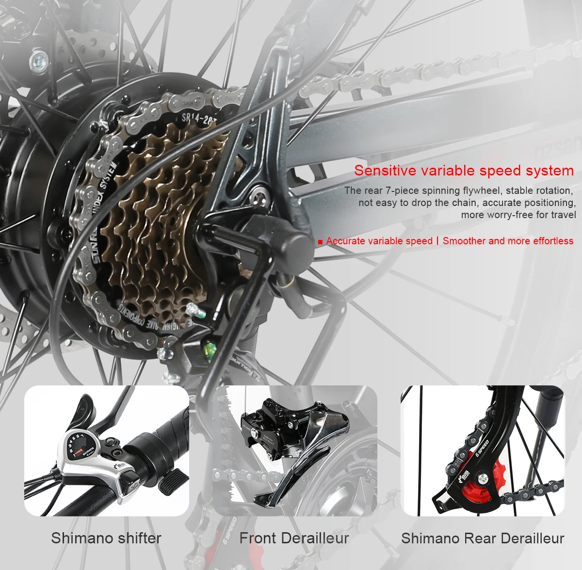 Samebike SY26-II Elektrofahrrad Mit 36V 13Ah Abnehmbarem Akku, 26 Zoll E-bike Mountainbike für Erwachsene, 7-Gang, 25 km/h und Reichweite bis 40-80km – Detail 14
