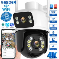 BESDER 8MP PTZ Wifi Camera Outdoor Night Vision Dual Screen Human Detection 4MP Security Protection CCTV Surveillance IP Camera