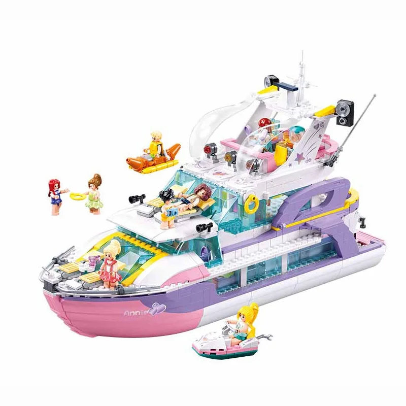 

1108PCS Sluban Dancing Party Yacht Pleasure Boat Ship Building Block Kids DIY Educational Bricks Toys Gift For Children Girls