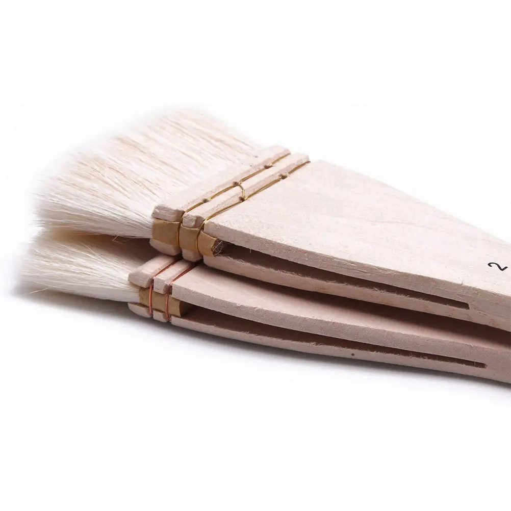 3Pcs Hand Drawing Wool Hair Brushes Lightweight Treated Wood Handle Oil Painting Wall Art Brushes Painting