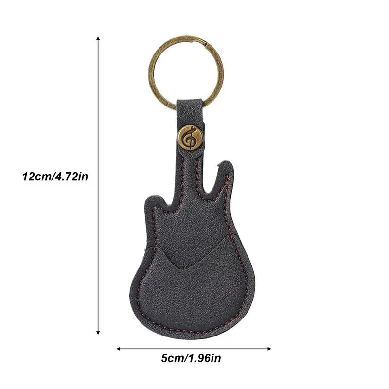 Guitar Pick Case Pick Pouch Plectrum Storage With Keychain PU Leather Guitar Shape Key Holder Musical Instrument Accessory For