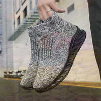 Thick-heeled High Tops Men Long Barrel Sneakers Purple Ankle Boots Shoes Sale All Cheap Sport Type Funny New Collection