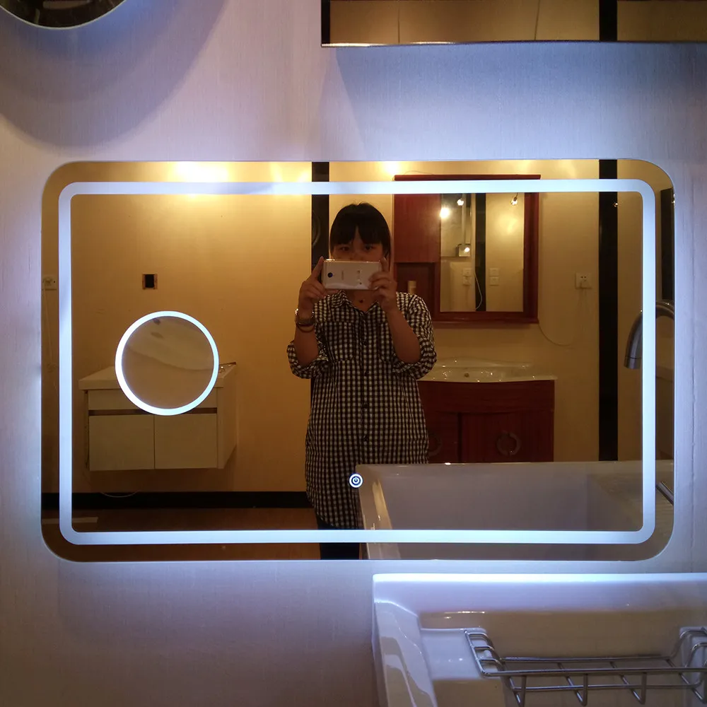 Hotel led wall mirrors frameless high quality waterproof illuminated led bath mirror