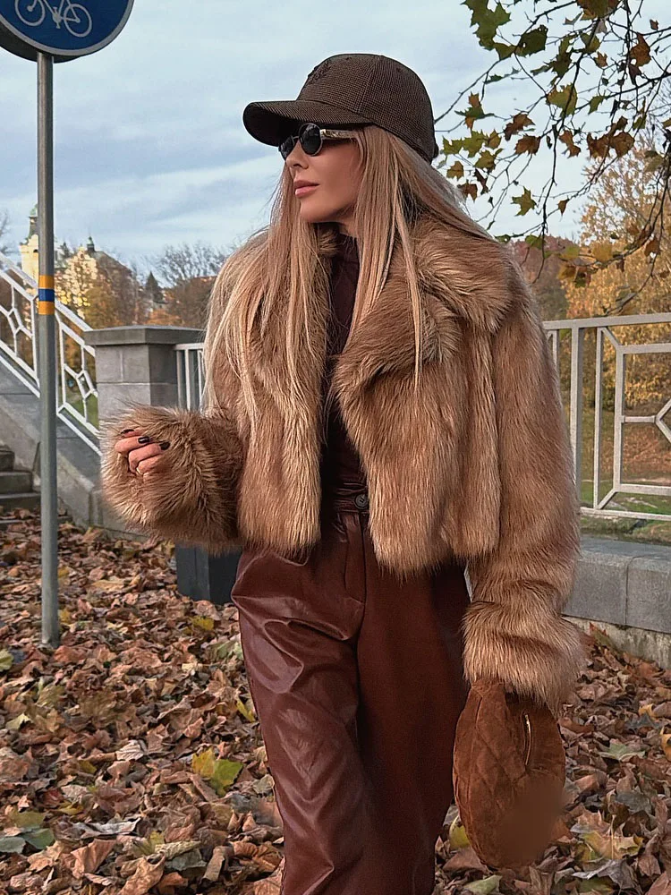 

HH Women Fashion Solid Long Sleeve Natural Imitation Fur Coat Winter Female O-Neck Warm Pockets Casual Loose Outwear Jacket