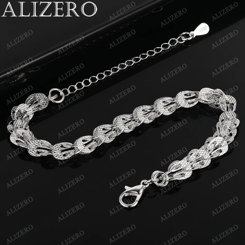 

ALIZERO 925 Sterling Silver Bracelet Phoenix Tail Bracelets For Women Fashion Wedding Party Fine Jewelry