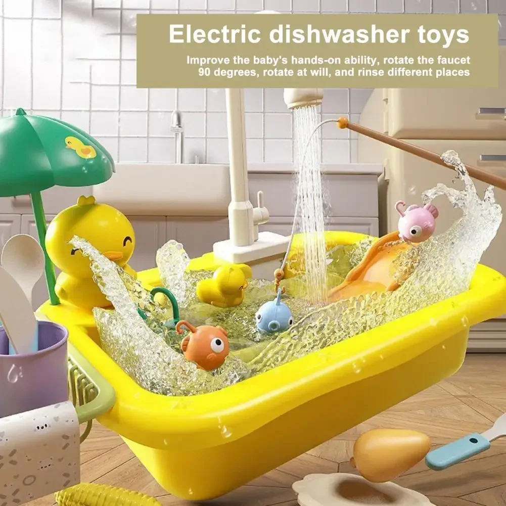 Faucet Play Sink Kitchen Sink Toy Electric Faucet Play Kitchen Swimming Pool Floating Fishing Toy Water Play Baby Education Toys