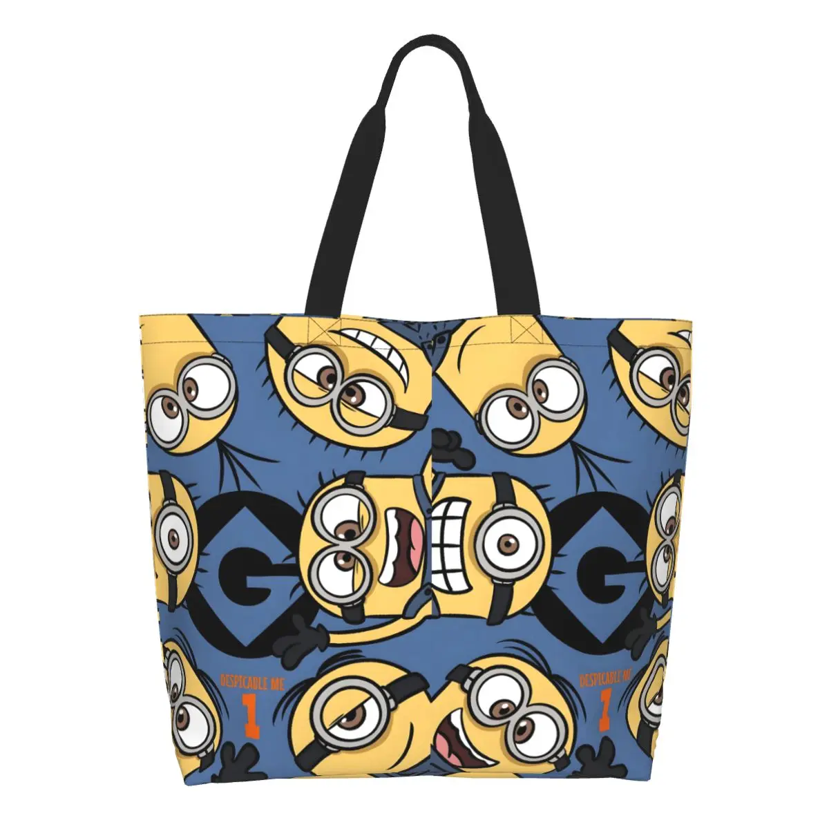 

Многоразовая сумка для покупок M-Minions на заказ, женская парусиновая сумка через плечо, портативная желтая капсульная сумка для покупок для продуктов