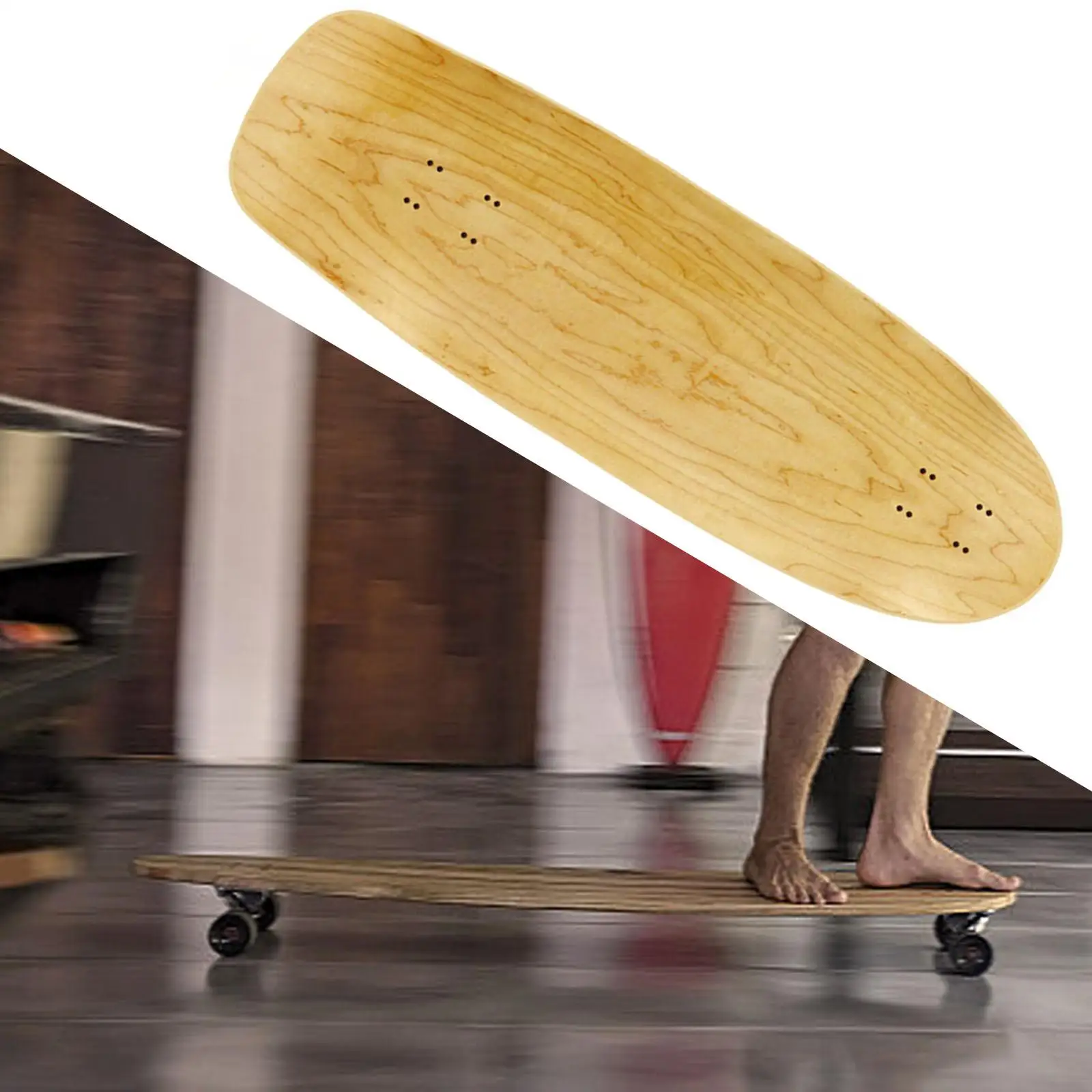 Blank Skateboard Deck, 7 Ply Maple Construction Skate Board Long Deck Wooden Longboard Deck Concave Board for Beginners Kids