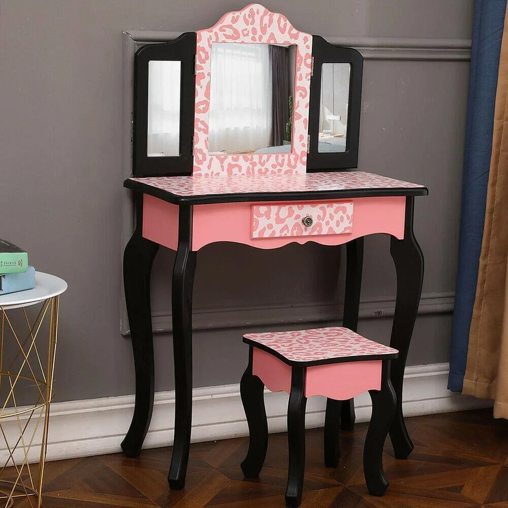 

Vanity Table Set Makeup Dressing Table Mirror Pink