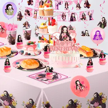 你豆子生日裝飾套裝,117件套裝&你豆子主題派對餐具套裝-派對餐盤、桌布&蛋糕裝飾橫幅、氣球 8 最佳銷售 鬼滅之刃小隊 - №2