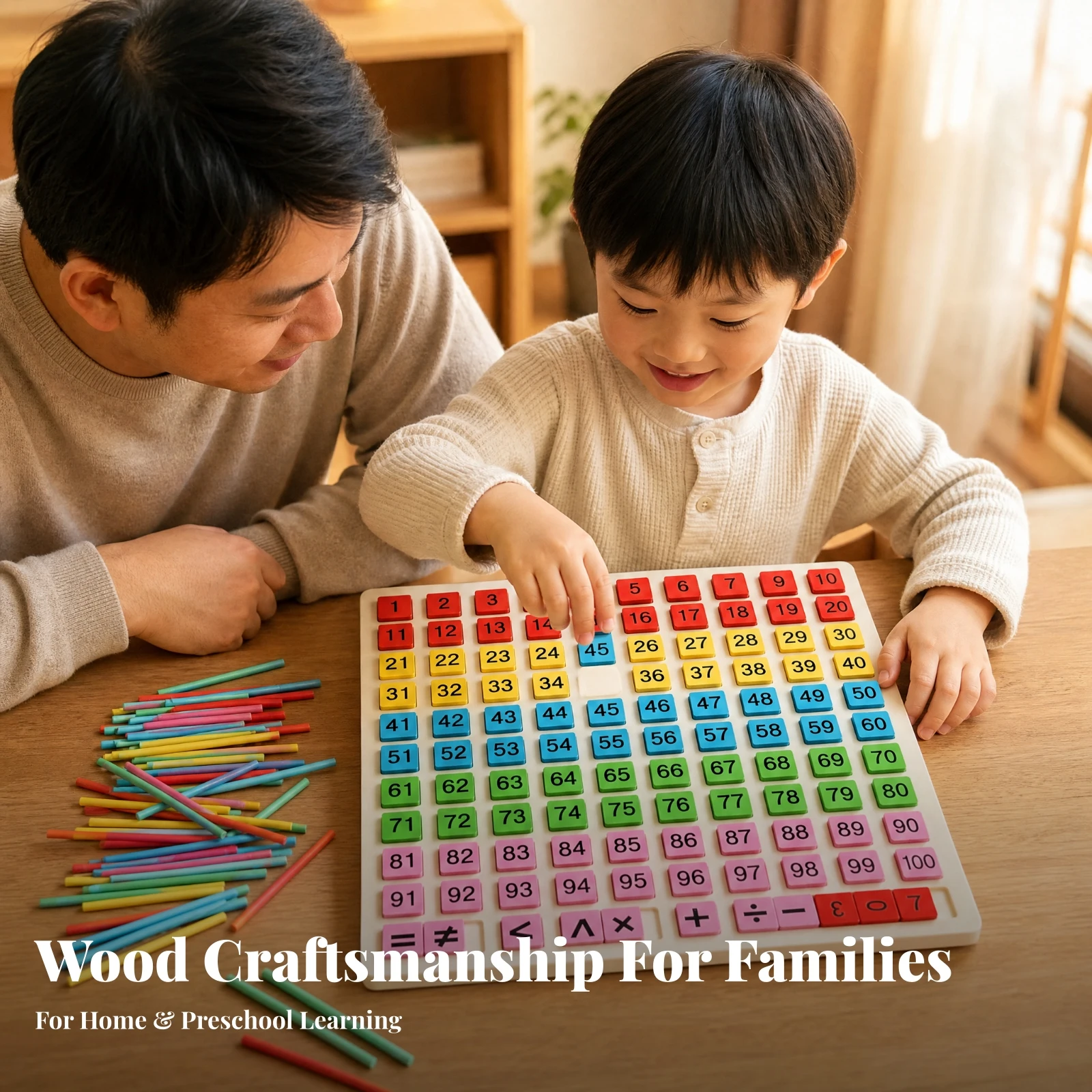 Math Manipulative Set - Papan Angka Dua Sisi Berwarna, Set