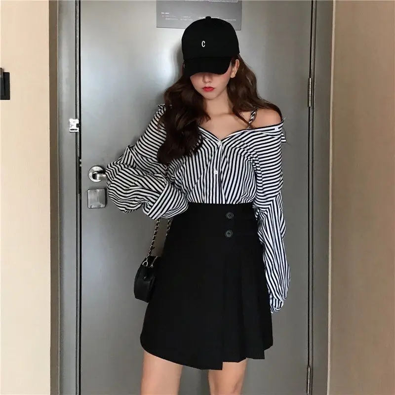 Gonne Spesse Autunno Nero Basic Accogliente 4XL All-match Mini Pieghe Harajuku Studenti A-line Allentato Moda Ulzzang Vintage Chic Nuovo