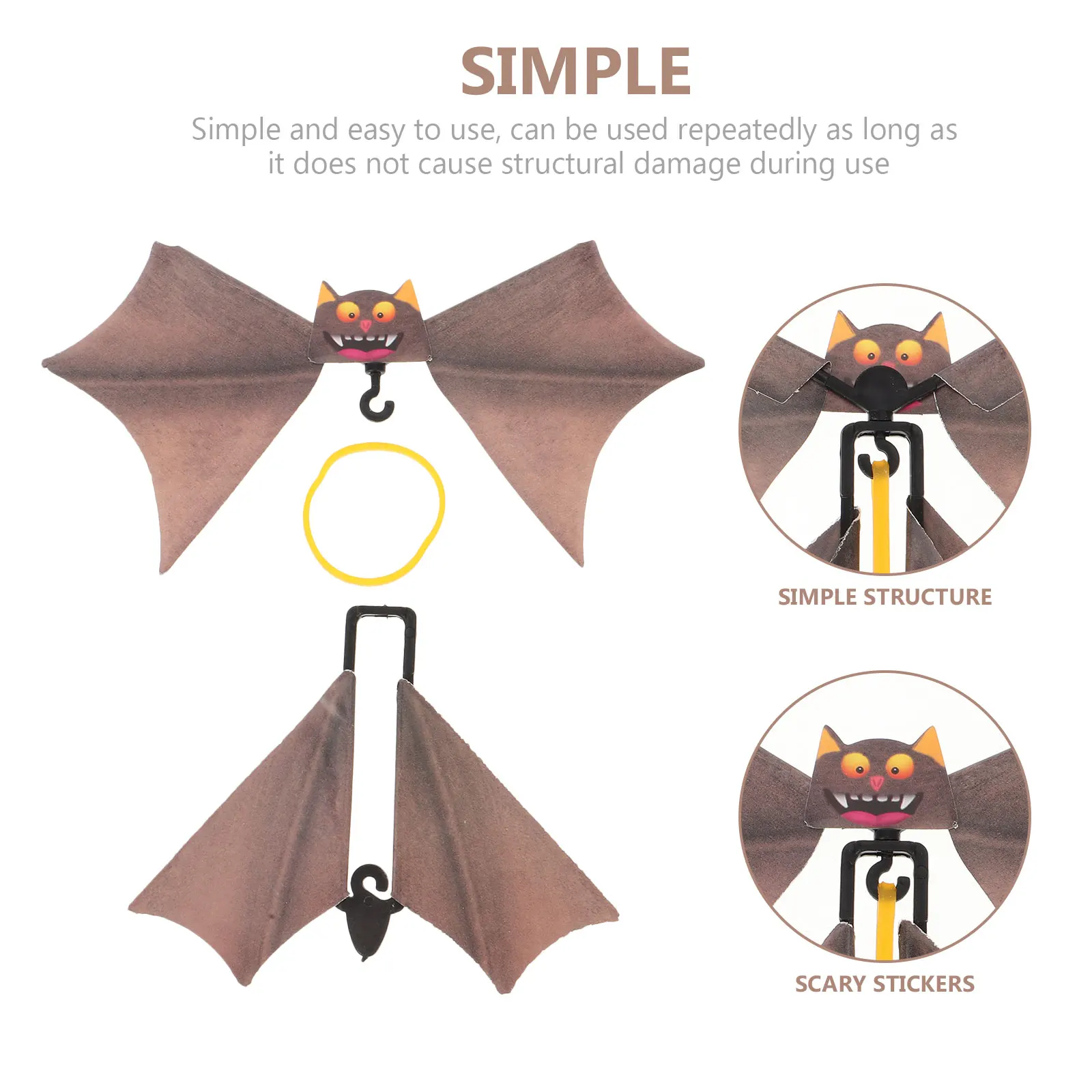 

10pcs Props Bat Toy Sensory Novelty Flying Halloween Trick Stage Show Scary Easy Durable Fake Book Surprise Rotating Lap