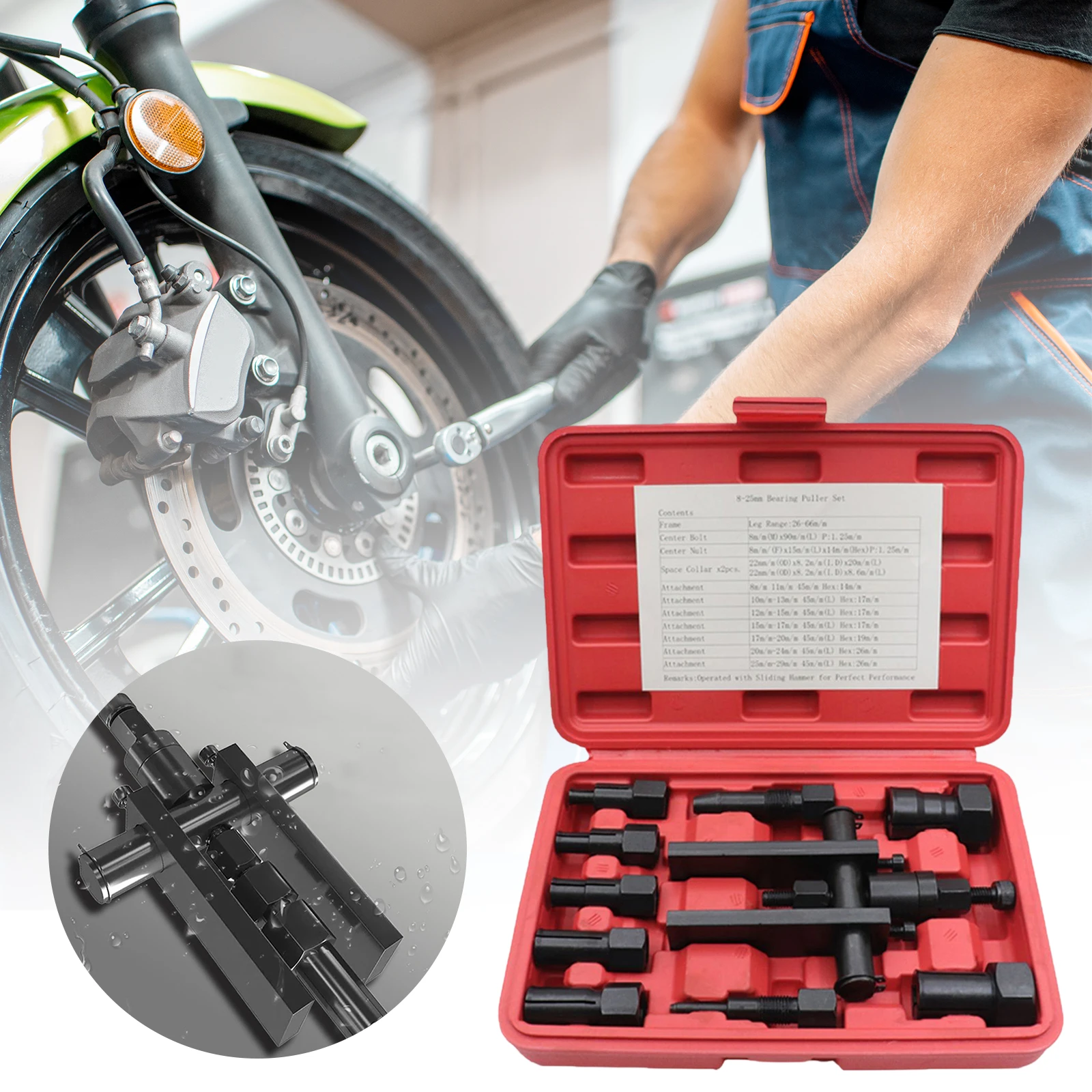 

1 Set Motorcycle Bearing Puller Kit Adjustable Practical Bearing Puller Internal Bearing Puller Kit for Wheel Hub Maintenance