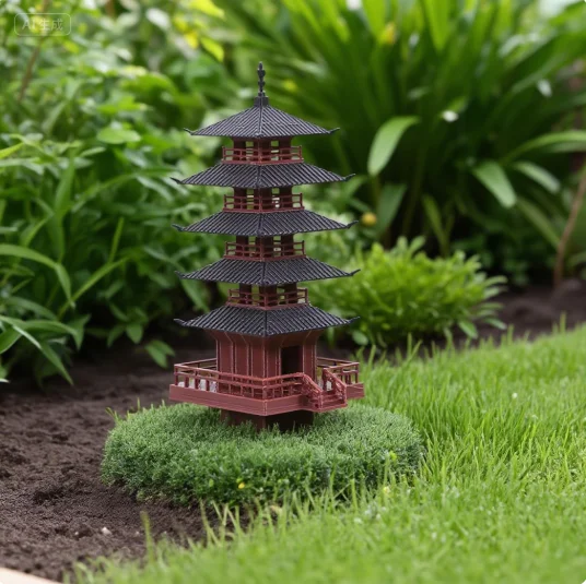 Garden Aquarium Bonsai Decor Mini Pagoda Statue Chinese Ancient Building Model Pavilion Decorations Simulation Statue Zen