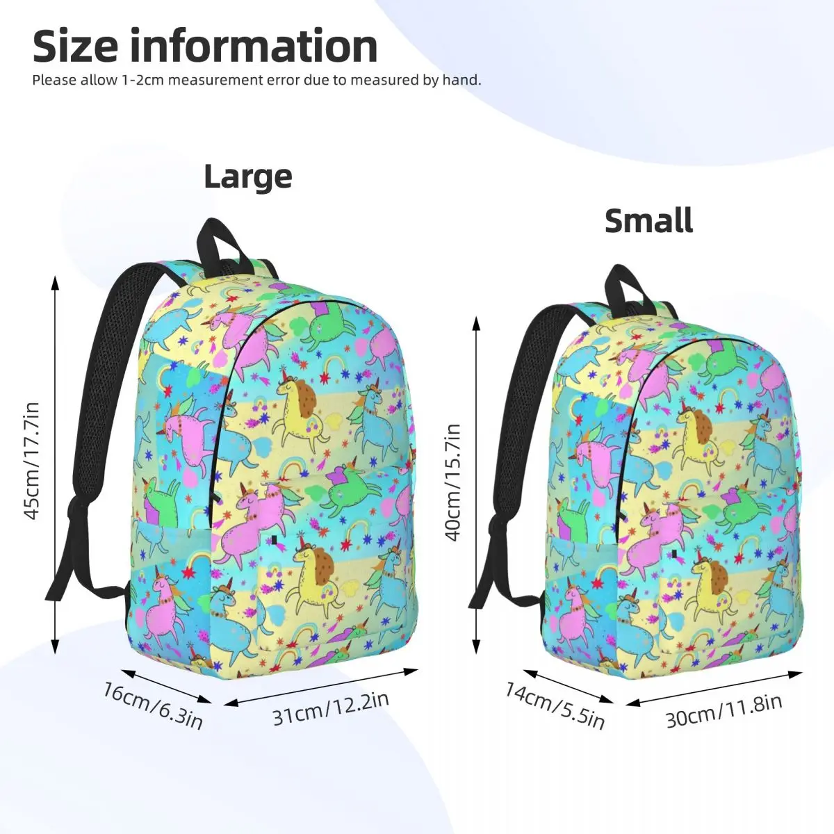 Bunter Einhorn liebhaber für Teenager Schüler Schule Bücher tasche Cartoon Pony Leinwand Tages rucksack Middle High College Reisen