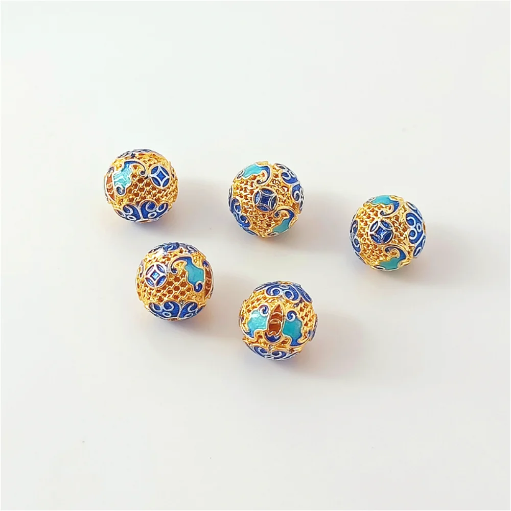 18K Five Petal Flower Circular Interval Bead Scattered Bead Small Fish Pendant Handmade DIY Accessories Bead Jewelry Accessories