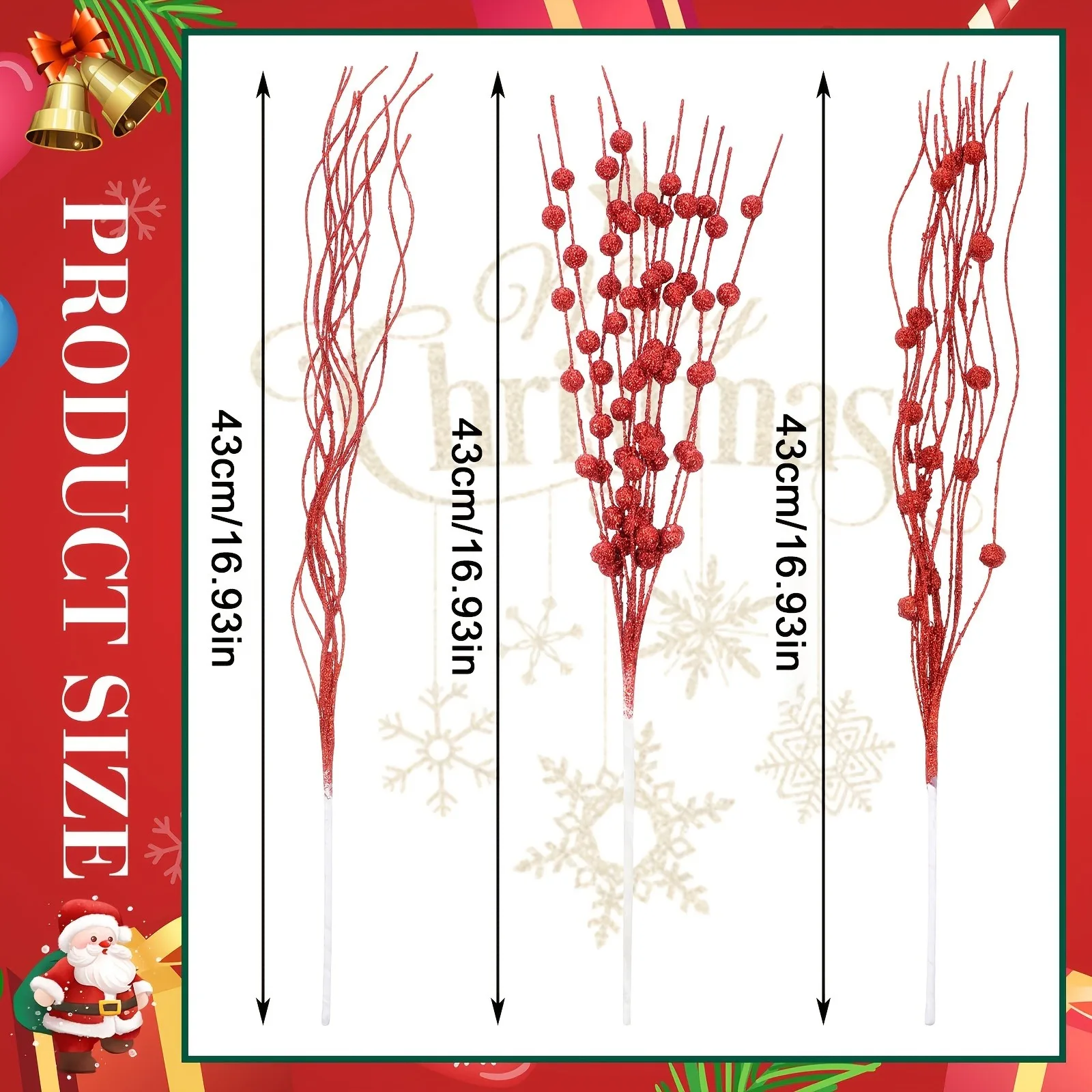 9/18 قطعة بريق التوت الاصطناعي باقة عيد الميلاد الديكور شجرة عيد الميلاد الحلي للمنزل ديكور السنة الجديدة 2026 هدايا اكسسوارات