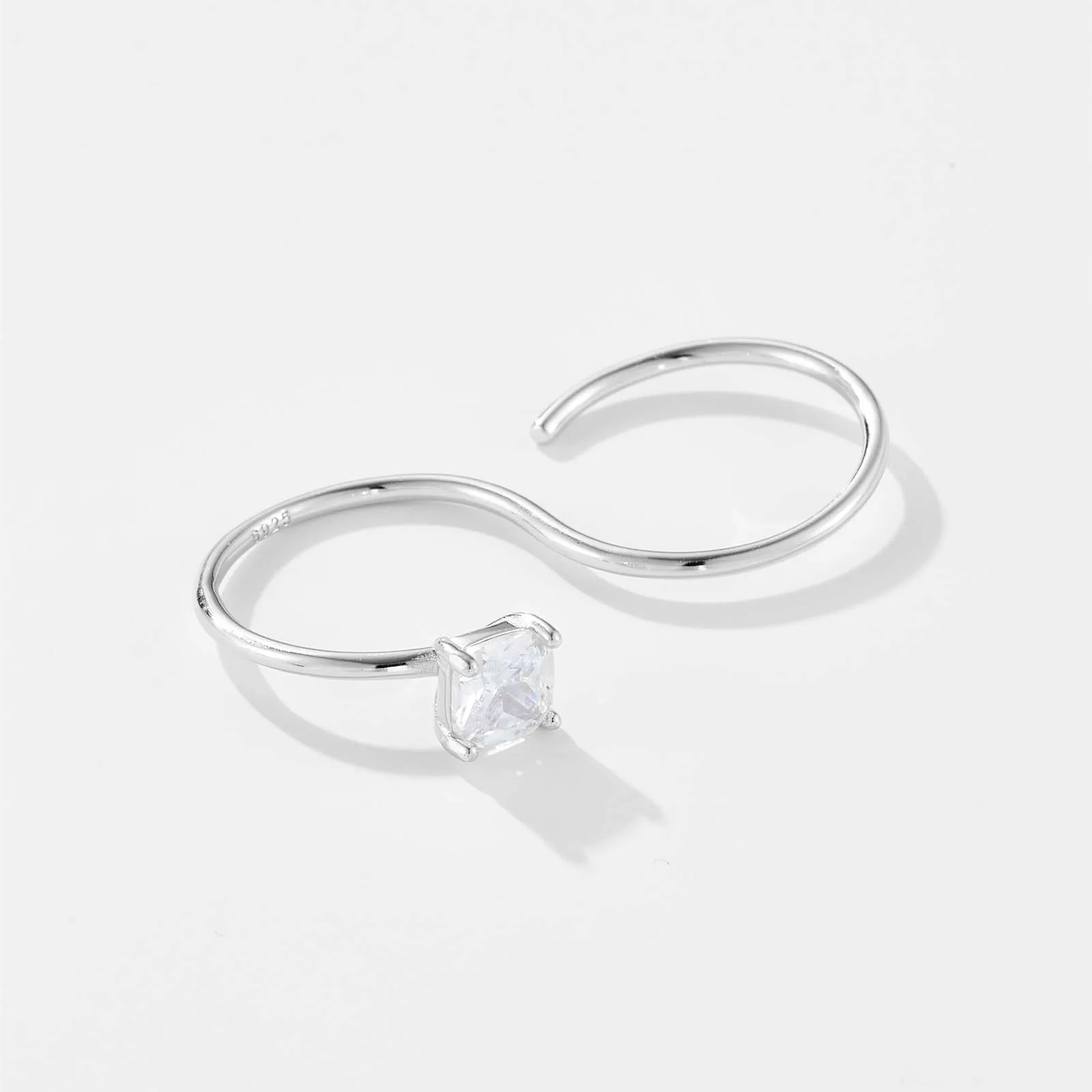 ANDYWEN 100% 925 Sterling Silver Gold dwa palce S geometryczne kobiety rozmiar pierścionek luksusowy kryształ szlachetna biżuteria 2024 S klejnoty — zdjęcie 4