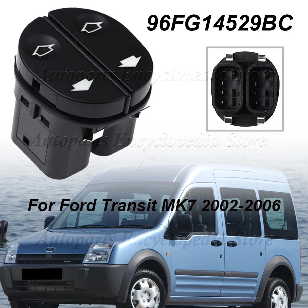 Para Ford Transit MK7 Tourneo Connect 2002-2006 Fusion Fie 96FG14529BC Interruptor de rodillo de elevación de ventana eléctrica del lado del conductor