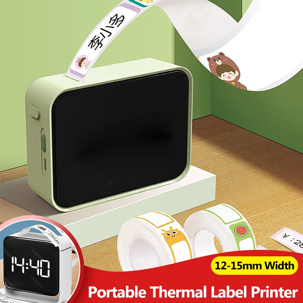 

Marklife P15 Portable Thermal Label Printer Wireless Bluetooth Y12 Label Maker or 3Rolls White Label Sticker Cable Transparent