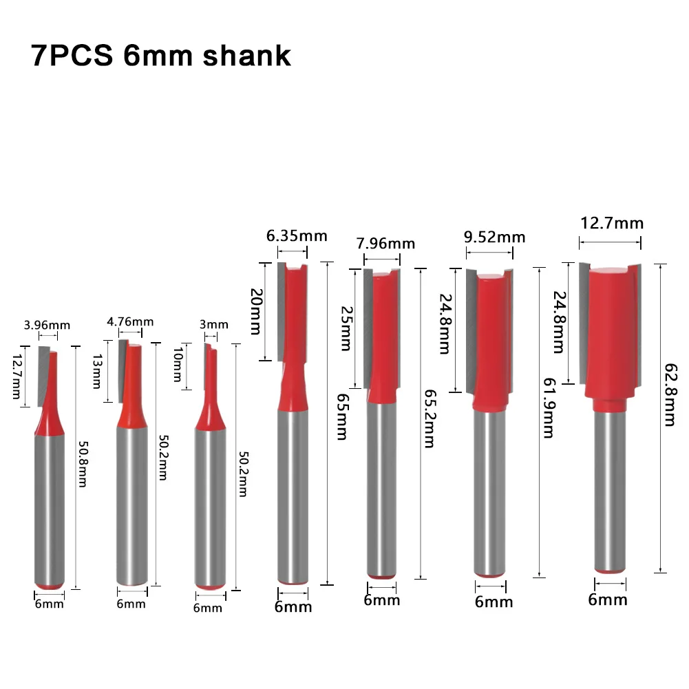 XUHAN 6Mm Chuôi Thẳng Hơi Hợp Kim Vonfram Đơn Đôi Sáo Router Bit Phay Gỗ Cắt Cho Đồ Gỗ Dụng Cụ