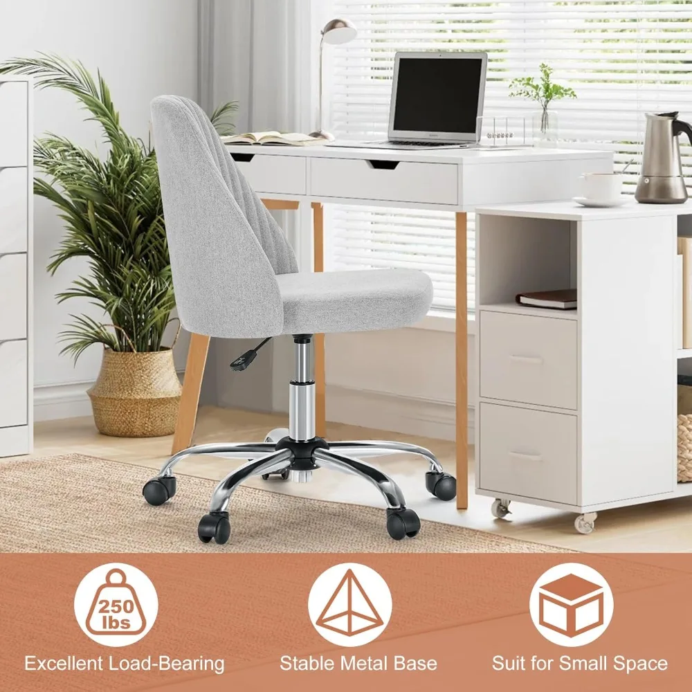 

Office Desk Chair, Modern Rolling Vanity Swivel Task Chairs w/Wheels, Comfortable Back Seat Armless for Bedrooms, Office