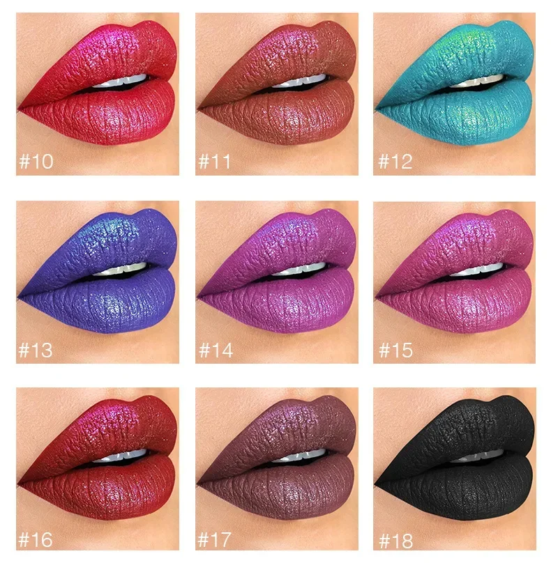 Pudaier 18 สี Matte Glitter Liquid Lip GLOSS ลิปสติกชุดเพชรเงากันน้ํา Pearl Lipgloss ผู้หญิง Lip Stick เครื่องสําอางค์