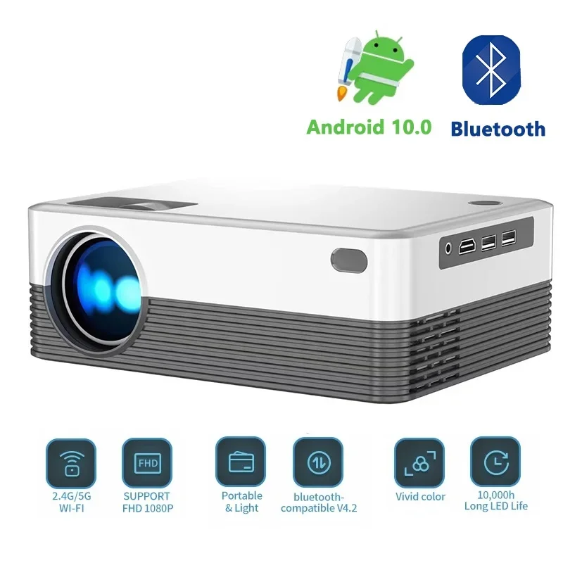 

Salange P35 Android 10 Projector WIFI Portable MINI Video Beamer Smart TV 1280*720dpi for Game Movie Home Cinema 1080P 4K Video