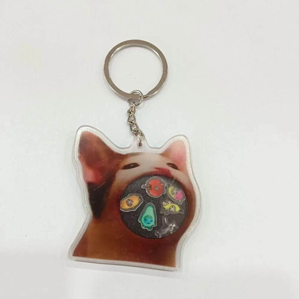 Capybara Key Chains Cartoon Acrylic Shake Music Keyring Accessories Popo Cat Rocking Toys Gifts