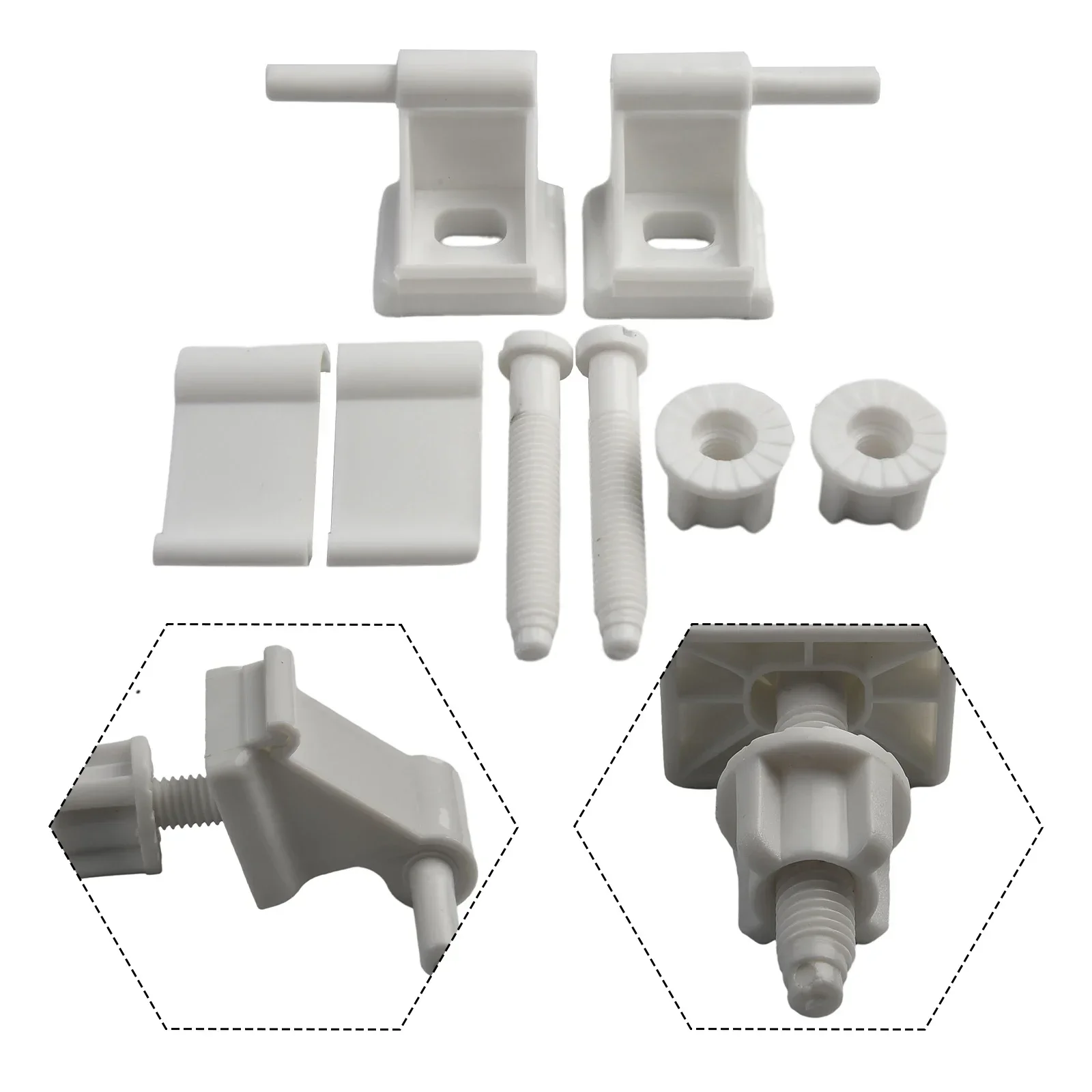 Kit de reemplazo de bisagra de s-eat de plástico para inodoro, accesorios para asiento de inodoro, tornillos de fijación, tuercas, tornillos para cubierta de inodoro, accesorios de baño