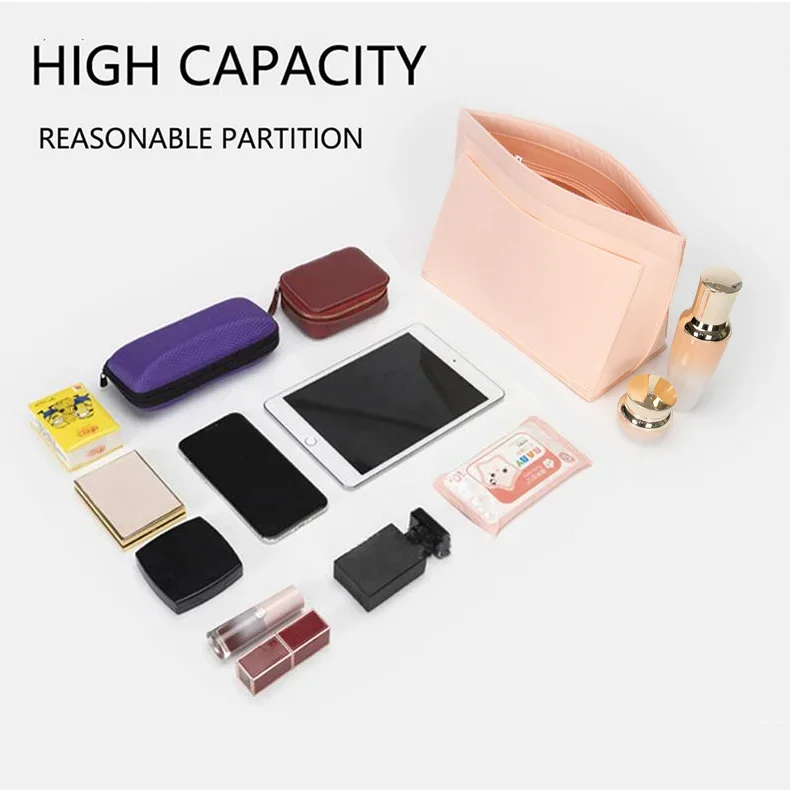 Felt Insert Bag Fits For Longchamp Handbag Liner Bag Felt Cloth Makeup Bag Support Travel Portable Insert Purse Organizer