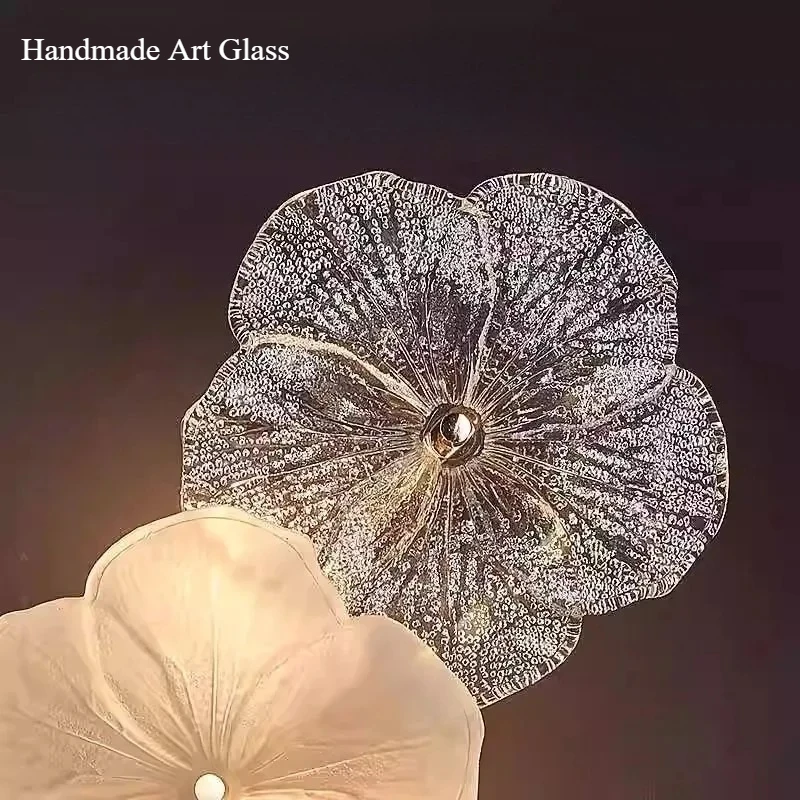 Luxury Wall Lamp Living Room Background Wall Decorative Lamp Modern Simple Glass Flower Entrance Wall Hanging Lamp New