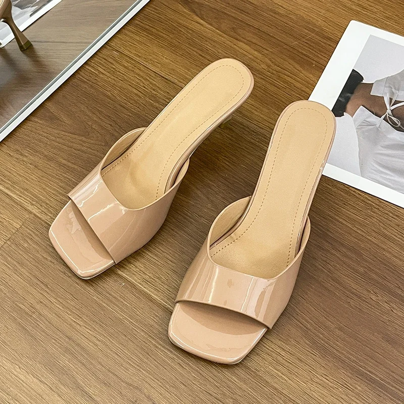 Damen High Heel Sandalen Sommer Neue Mode Eckige Spitze Offene Zehen Elegante Lässige Bequeme Schwarze High Heel Sandalen – Detail 36