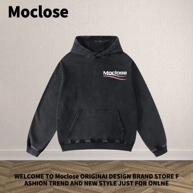 Moclose Fashion Paris Style Coke Letters Autumn and Winter Loose Old Washed Men's and Women's Pure Cotton Hooded Sweater