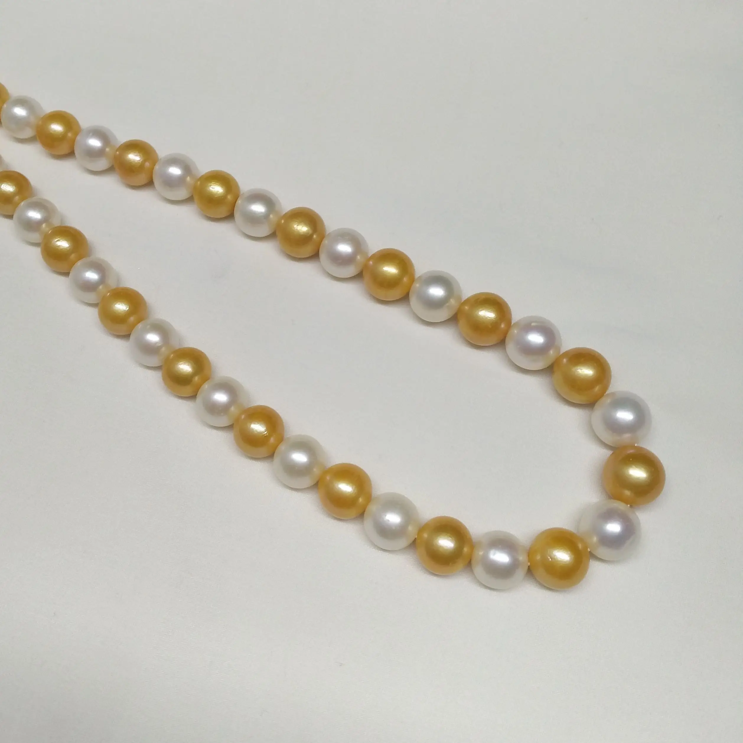 Top Grading 12-13mm Natural AAAA South Sea Round White Golden Multicolor Real Pearl Necklace 18in 14k Gold Clasp Free Shipping