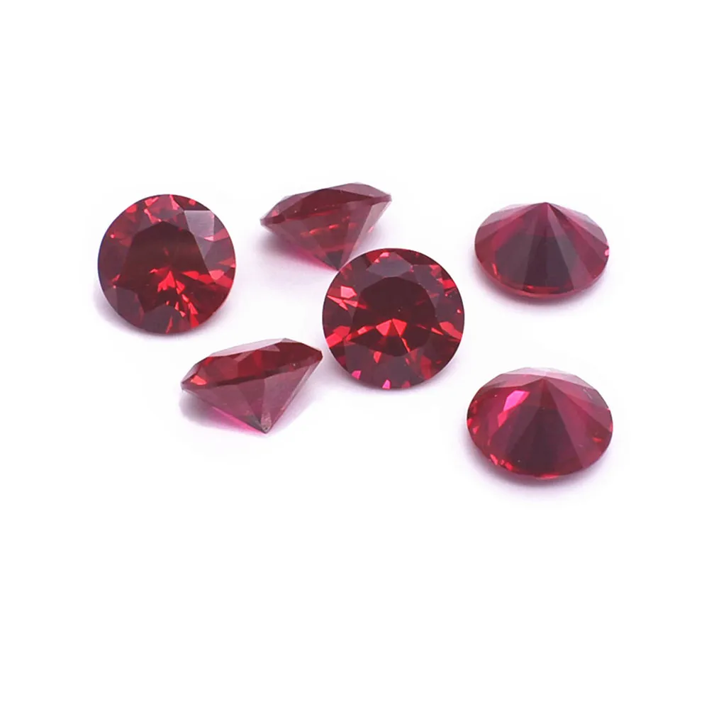 Synthetic Blood Red Ruby Round Brilliant Cut Loose Gemstone Mohs Hardness 9 Multiple Sizes Available
